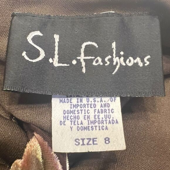 S.L. Fashions Velvet Burnout Bandeau Dress 8 NWT Chocolate Brown Fall Y2K - Picture 3 of 11